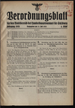 Verordnungsblatt für den Amtsbereich des Landeshauptmannes für Salzburg 19380711 Seite: 1