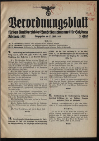 Verordnungsblatt für den Amtsbereich des Landeshauptmannes für Salzburg 19380725 Seite: 1