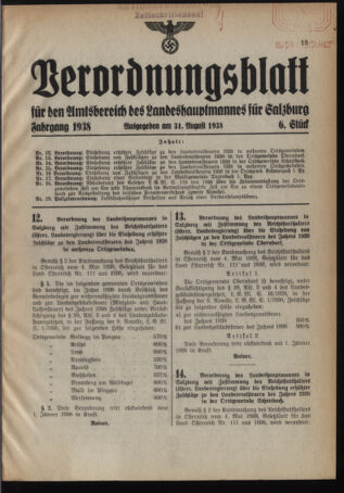 Verordnungsblatt für den Amtsbereich des Landeshauptmannes für Salzburg 19380831 Seite: 1