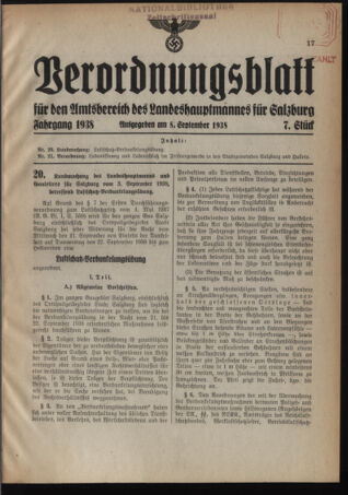 Verordnungsblatt für den Amtsbereich des Landeshauptmannes für Salzburg 19380908 Seite: 1