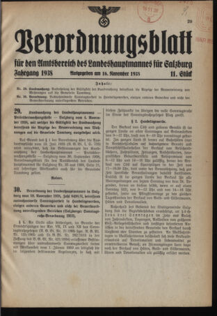 Verordnungsblatt für den Amtsbereich des Landeshauptmannes für Salzburg 19381116 Seite: 1