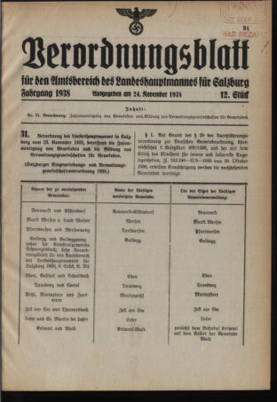 Verordnungsblatt für den Amtsbereich des Landeshauptmannes für Salzburg 19381124 Seite: 1