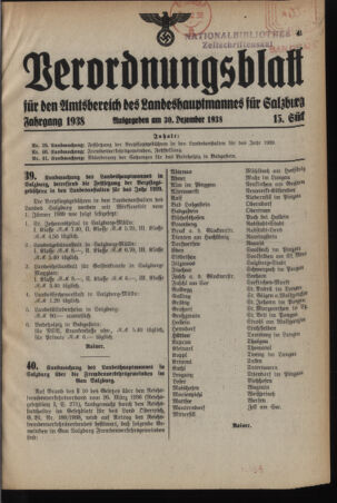 Verordnungsblatt für den Amtsbereich des Landeshauptmannes für Salzburg 19381230 Seite: 1