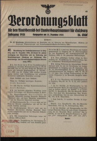 Verordnungsblatt für den Amtsbereich des Landeshauptmannes für Salzburg 19381231 Seite: 1