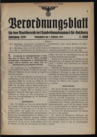 Verordnungsblatt für den Amtsbereich des Landeshauptmannes für Salzburg 19390201 Seite: 1