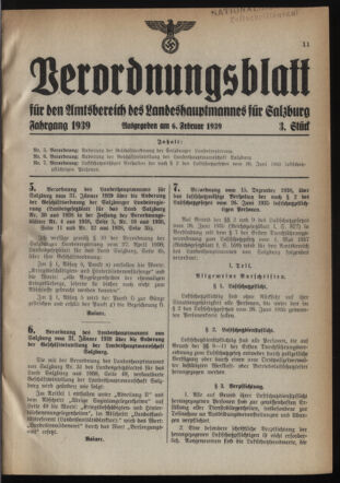 Verordnungsblatt für den Amtsbereich des Landeshauptmannes für Salzburg 19390206 Seite: 1