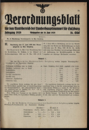 Verordnungsblatt für den Amtsbereich des Landeshauptmannes für Salzburg 19390630 Seite: 1