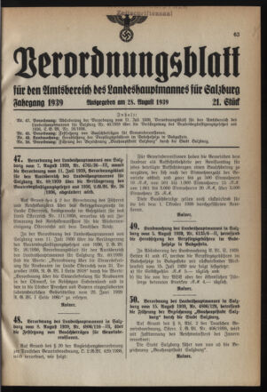 Verordnungsblatt für den Amtsbereich des Landeshauptmannes für Salzburg 19390828 Seite: 3