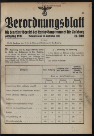 Verordnungsblatt für den Amtsbereich des Landeshauptmannes für Salzburg 19390915 Seite: 1