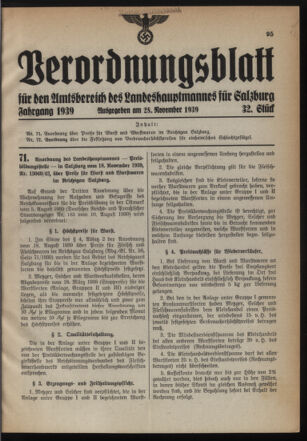 Verordnungsblatt für den Amtsbereich des Landeshauptmannes für Salzburg 19391128 Seite: 1