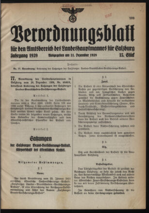 Verordnungsblatt für den Amtsbereich des Landeshauptmannes für Salzburg 19391231 Seite: 1