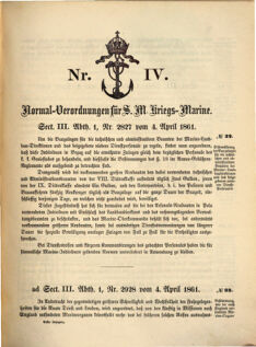 Kaiserlich-königliches Marine-Normal-Verordnungsblatt 18610404 Seite: 1