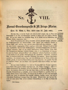 Kaiserlich-königliches Marine-Normal-Verordnungsblatt 18610731 Seite: 1