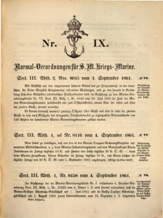 Kaiserlich-königliches Marine-Normal-Verordnungsblatt 18610903 Seite: 1