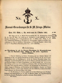 Kaiserlich-königliches Marine-Normal-Verordnungsblatt 18611023 Seite: 1