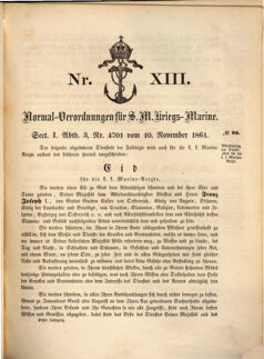 Kaiserlich-königliches Marine-Normal-Verordnungsblatt 18611110 Seite: 1