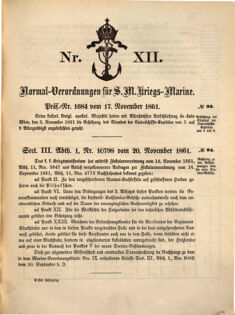 Kaiserlich-königliches Marine-Normal-Verordnungsblatt 18611117 Seite: 1