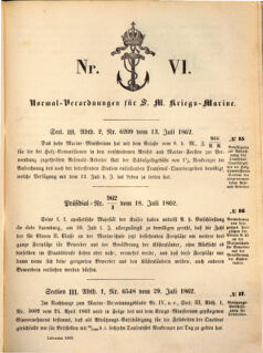 Kaiserlich-königliches Marine-Normal-Verordnungsblatt 18620713 Seite: 1