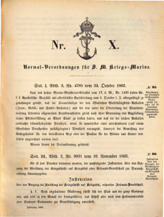 Kaiserlich-königliches Marine-Normal-Verordnungsblatt 18621023 Seite: 1