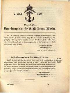 Kaiserlich-königliches Marine-Normal-Verordnungsblatt 18630317 Seite: 1