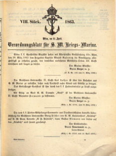 Kaiserlich-königliches Marine-Normal-Verordnungsblatt 18630415 Seite: 1