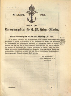 Kaiserlich-königliches Marine-Normal-Verordnungsblatt 18630601 Seite: 1