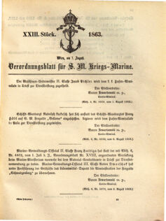 Kaiserlich-königliches Marine-Normal-Verordnungsblatt 18630603 Seite: 1