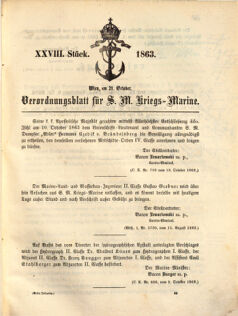 Kaiserlich-königliches Marine-Normal-Verordnungsblatt 18630722 Seite: 1