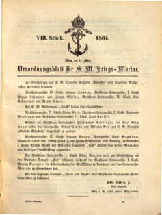 Kaiserlich-königliches Marine-Normal-Verordnungsblatt 18640128 Seite: 1