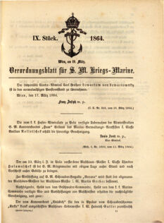 Kaiserlich-königliches Marine-Normal-Verordnungsblatt 18640218 Seite: 1