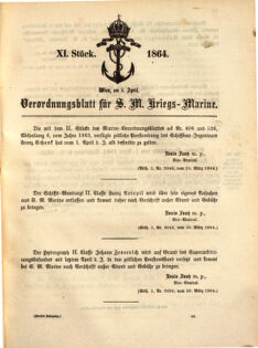 Kaiserlich-königliches Marine-Normal-Verordnungsblatt 18640314 Seite: 1