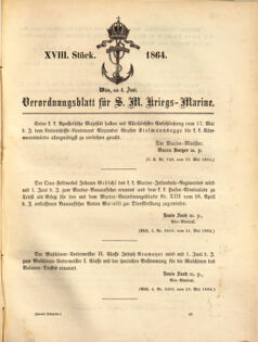 Kaiserlich-königliches Marine-Normal-Verordnungsblatt 18640528 Seite: 1