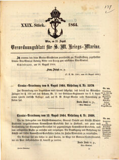 Kaiserlich-königliches Marine-Normal-Verordnungsblatt 18640627 Seite: 1