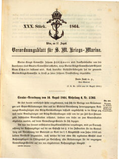 Kaiserlich-königliches Marine-Normal-Verordnungsblatt 18640714 Seite: 1