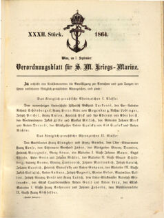 Kaiserlich-königliches Marine-Normal-Verordnungsblatt 18640822 Seite: 1