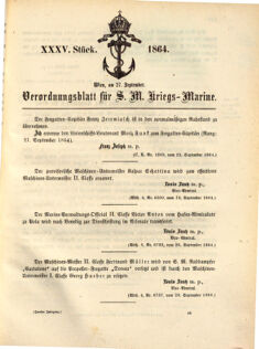 Kaiserlich-königliches Marine-Normal-Verordnungsblatt 18640830 Seite: 1