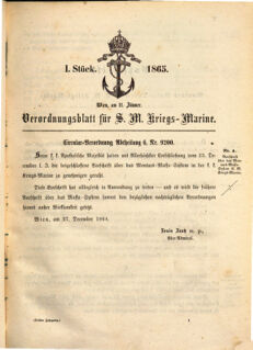 Kaiserlich-königliches Marine-Normal-Verordnungsblatt 18650111 Seite: 1