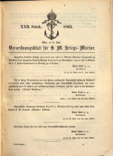 Kaiserlich-königliches Marine-Normal-Verordnungsblatt 18650619 Seite: 1