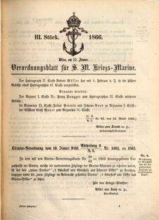 Kaiserlich-königliches Marine-Normal-Verordnungsblatt 18660122 Seite: 1