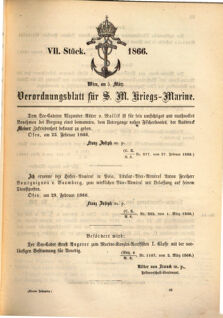 Kaiserlich-königliches Marine-Normal-Verordnungsblatt 18660321 Seite: 1