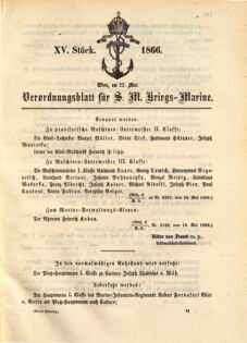 Kaiserlich-königliches Marine-Normal-Verordnungsblatt 18660611 Seite: 1