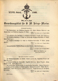 Kaiserlich-königliches Marine-Normal-Verordnungsblatt 18660822 Seite: 1