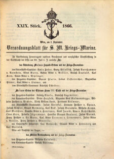 Kaiserlich-königliches Marine-Normal-Verordnungsblatt 18660913 Seite: 1