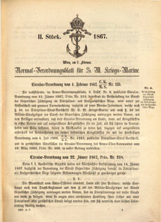 Kaiserlich-königliches Marine-Normal-Verordnungsblatt 18670207 Seite: 1