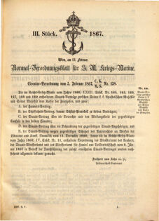 Kaiserlich-königliches Marine-Normal-Verordnungsblatt 18670213 Seite: 1