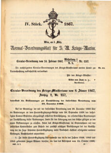 Kaiserlich-königliches Marine-Normal-Verordnungsblatt 18670306 Seite: 1