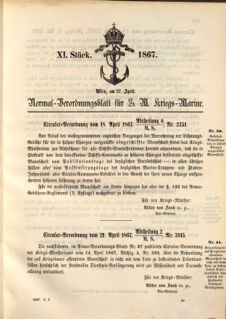 Kaiserlich-königliches Marine-Normal-Verordnungsblatt 18670415 Seite: 1