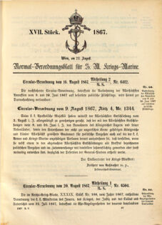 Kaiserlich-königliches Marine-Normal-Verordnungsblatt 18670725 Seite: 1