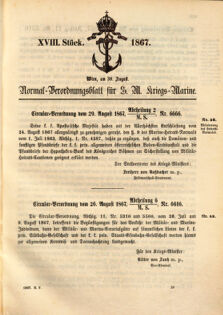 Kaiserlich-königliches Marine-Normal-Verordnungsblatt 18670823 Seite: 1