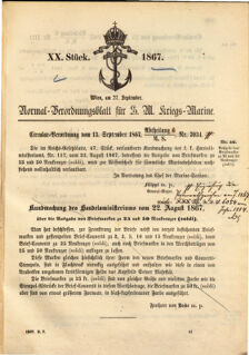 Kaiserlich-königliches Marine-Normal-Verordnungsblatt 18670911 Seite: 1